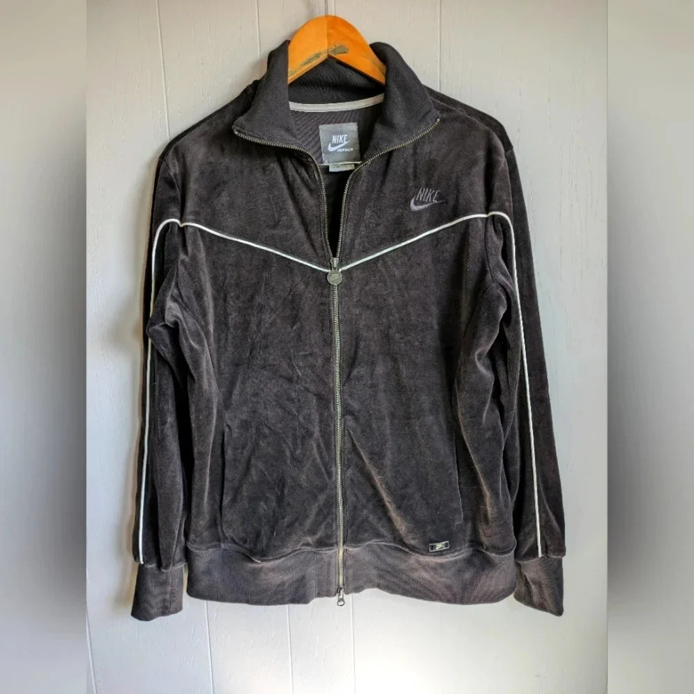 Nike Sportswear Track Velour Jacket Brown size XL Y2K